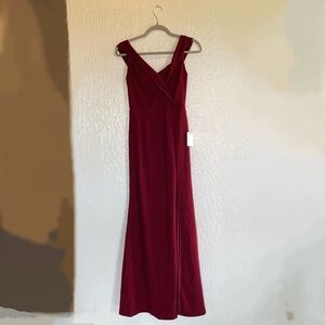 Lulu's burgundy Sleeveless V-Neck Maxi Gown for Weddings